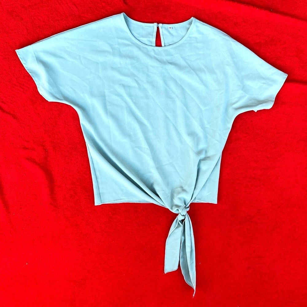 Tie-Front Top Dolman‎ Sleeve Blouse Casual Everyday Rayon Lightweight Top Size S